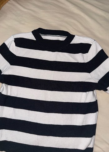 Çizgili Uzun Kollu Kadın Triko Kazak - Görsel 2