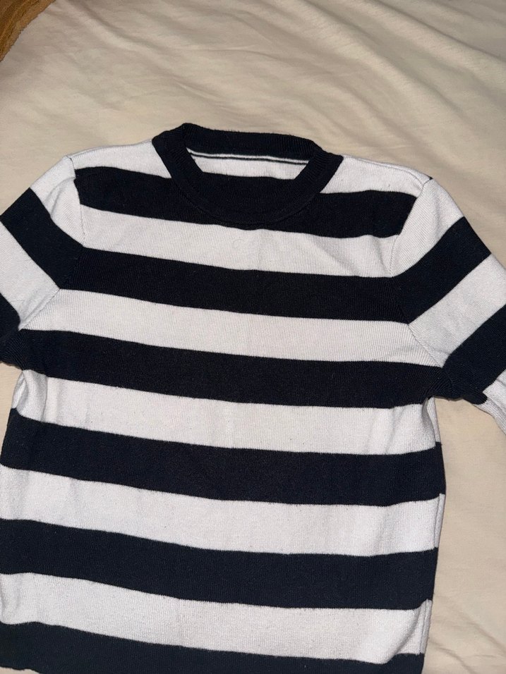 Çizgili Uzun Kollu Kadın Triko Kazak - Görsel 2