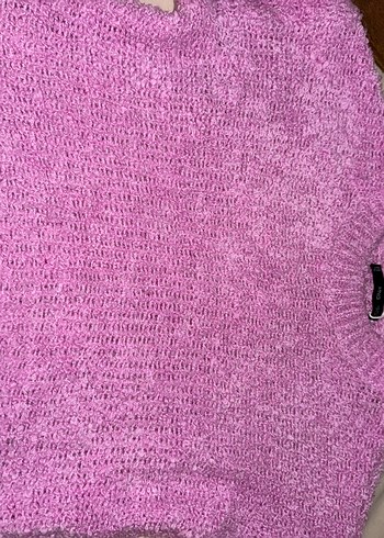 MNG Pembe Örgü Kapüşonlu Mini Kazak - Görsel 2