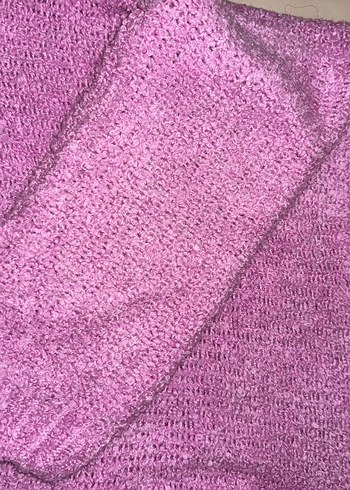 MNG Pembe Örgü Kapüşonlu Mini Kazak - Görsel 3