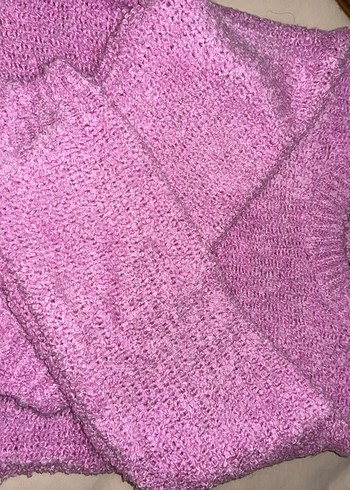 MNG Pembe Örgü Kapüşonlu Mini Kazak - Görsel 4