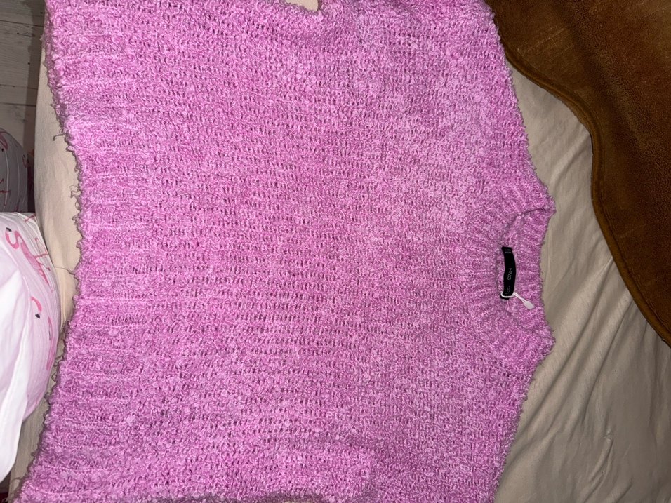 MNG Pembe Örgü Kapüşonlu Mini Kazak - Görsel 2