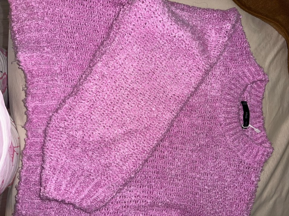 MNG Pembe Örgü Kapüşonlu Mini Kazak - Görsel 3