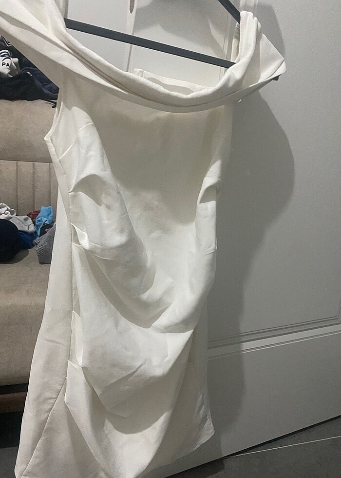 Beyaz düz elbise - Görsel 3