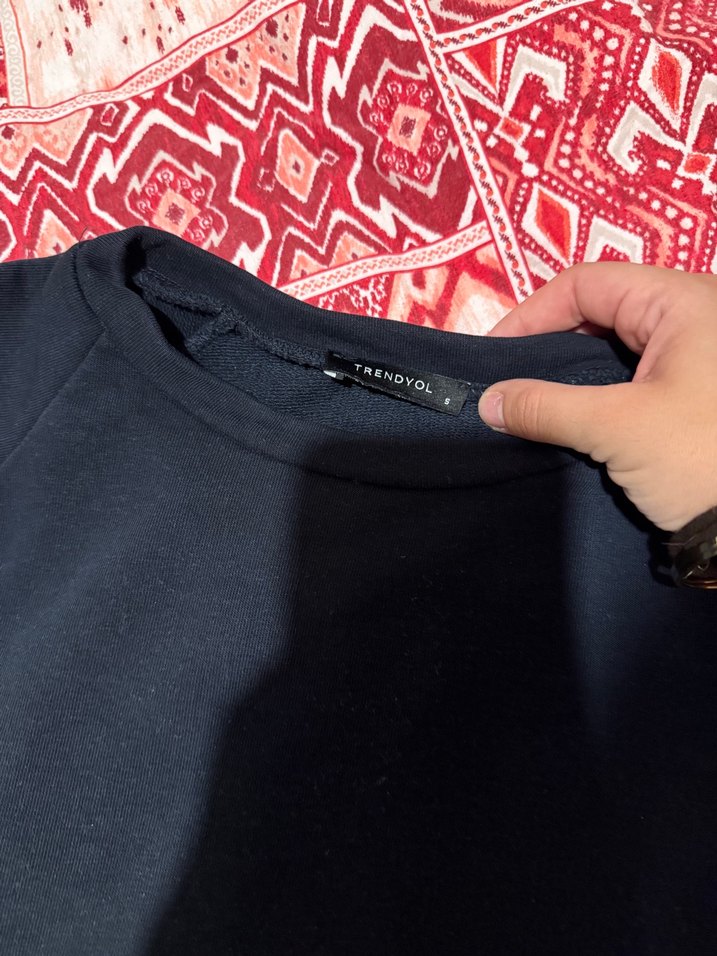 Kadın Lacivert Kısa Kollu Sweatshirt - Görsel 2