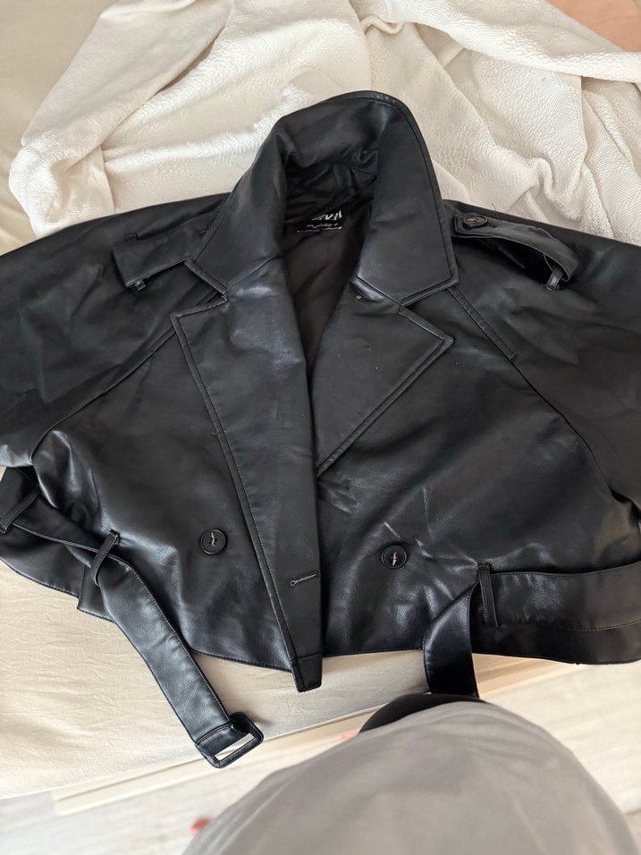 Zara Siyah Deri Ceket - Görsel 5