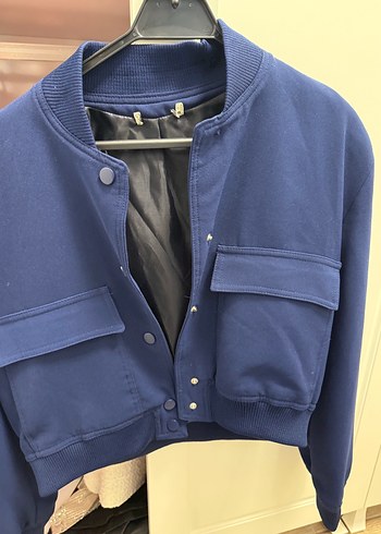 Düğmeli Lacivert Kadın Ceket - Görsel 2