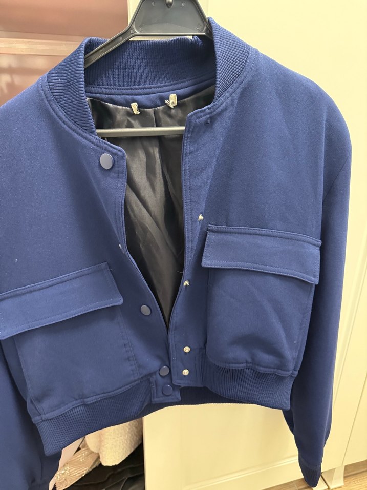Düğmeli Lacivert Kadın Ceket - Görsel 2