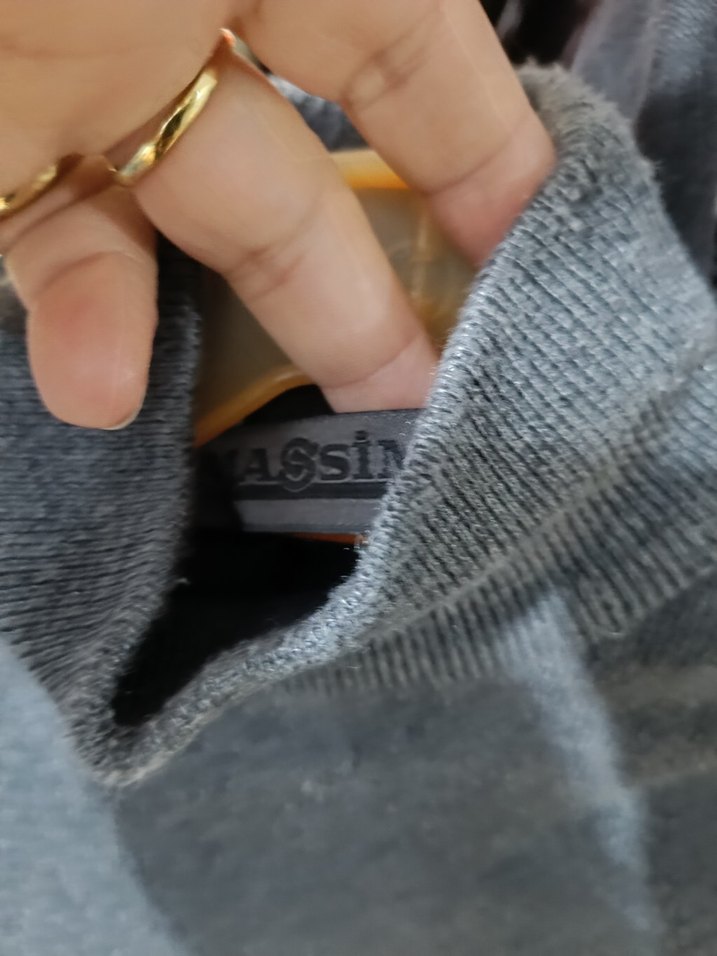 Gri erkek Boğazlı Triko Kazak - Görsel 2