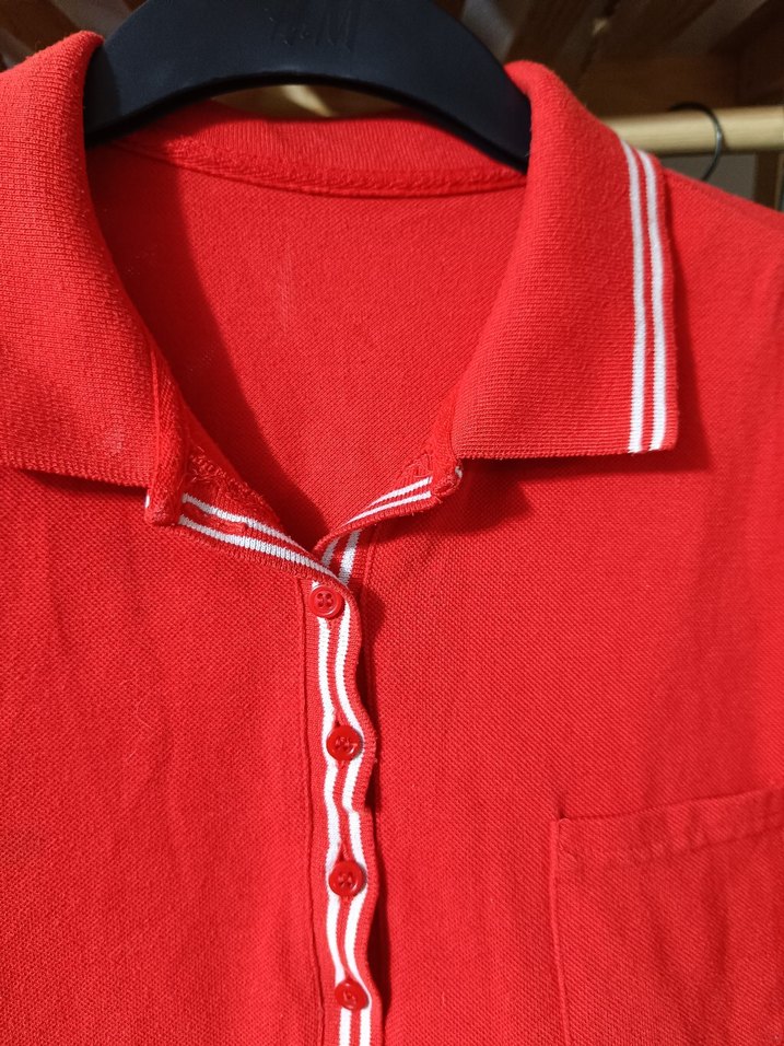 Kırmızı Polo Yaka Midi Kadın Elbise - Görsel 3