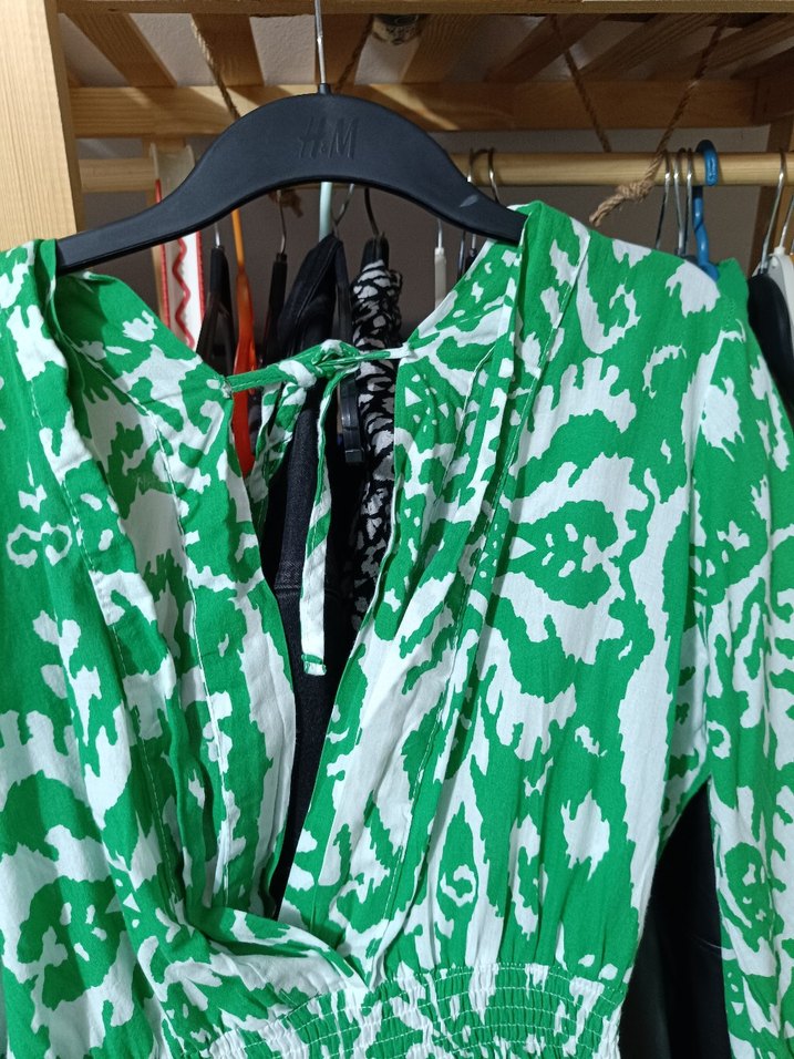 Yeşil Batik Desenli Bohem Mini elbise - Görsel 2