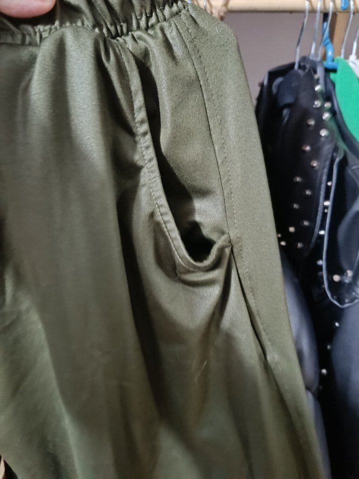 Kemerli Haki Kadın Rahat Kumaş Pantolon - Görsel 3