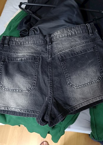 Kemerli Siyah Mini Kot şort Etek - Görsel 5