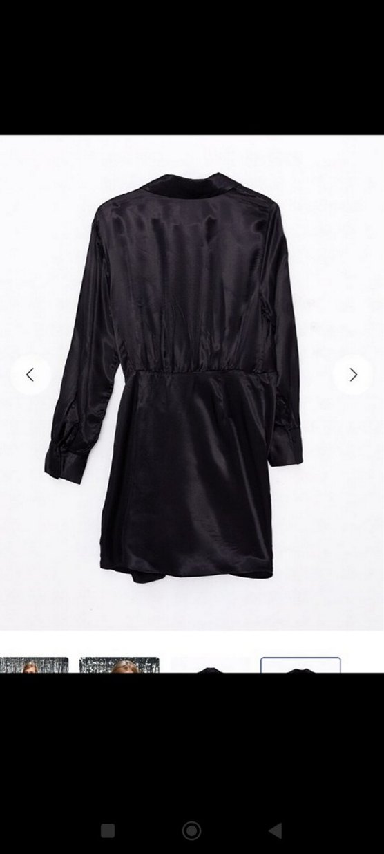 Siyah V Yaka Uzun Kollu Midi Elbise - Görsel 2