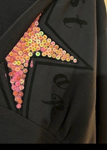 Uzun Kollu V Yaka Gri Gotik sweatshirt - Görsel 2