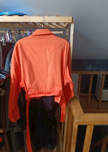 Turuncu Düğmeli Kısa Kadın Ceket - Görsel 7