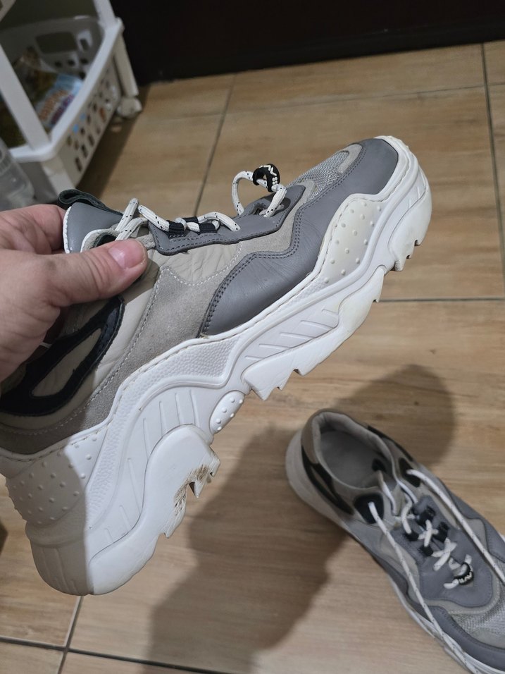 Gri Bağcıklı erkek Spor Ayakkabı - Görsel 2