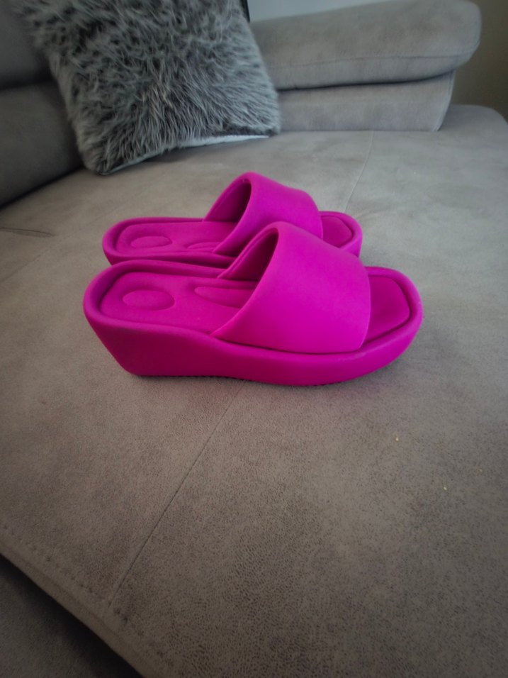 Pembe Platform Topuklu Kadın Terlik - Görsel 2