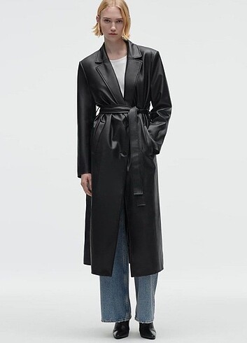 Zara suni deri trençkot