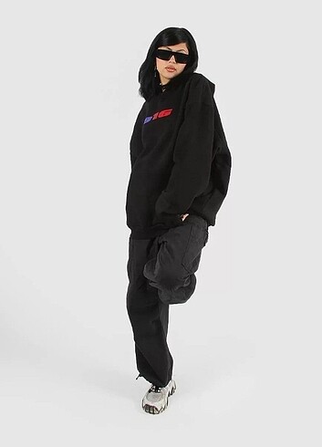 m Beden 816 Future Baskılı Oversize Kapşonlu Sweatshirt Unisex
