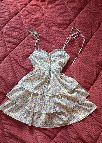 Shein İp Askılı, Fırfırlı Midi Elbise - Görsel 2