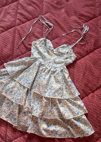 Shein İp Askılı, Fırfırlı Midi Elbise - Görsel 5