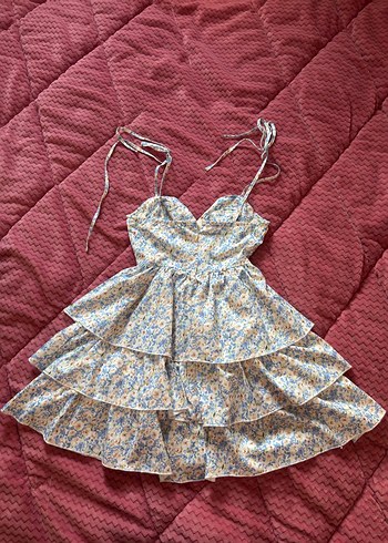 Shein İp Askılı, Fırfırlı Midi Elbise - Görsel 4