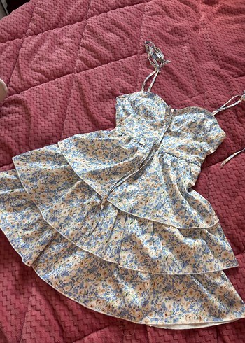 Shein İp Askılı, Fırfırlı Midi Elbise - Görsel 3