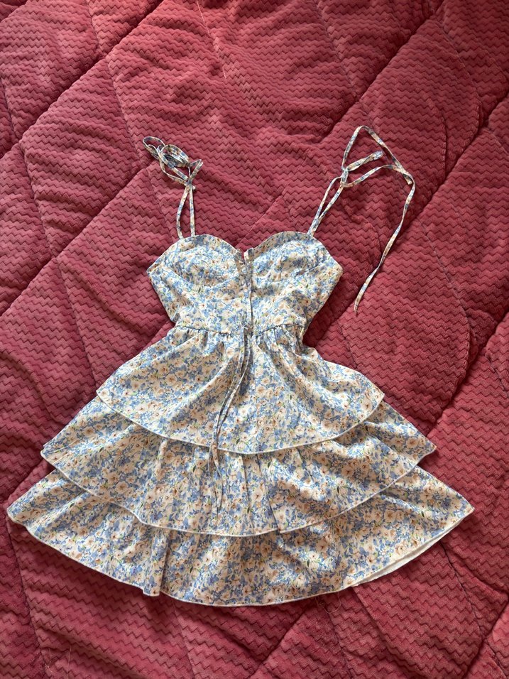 Shein İp Askılı, Fırfırlı Midi Elbise - Görsel 2