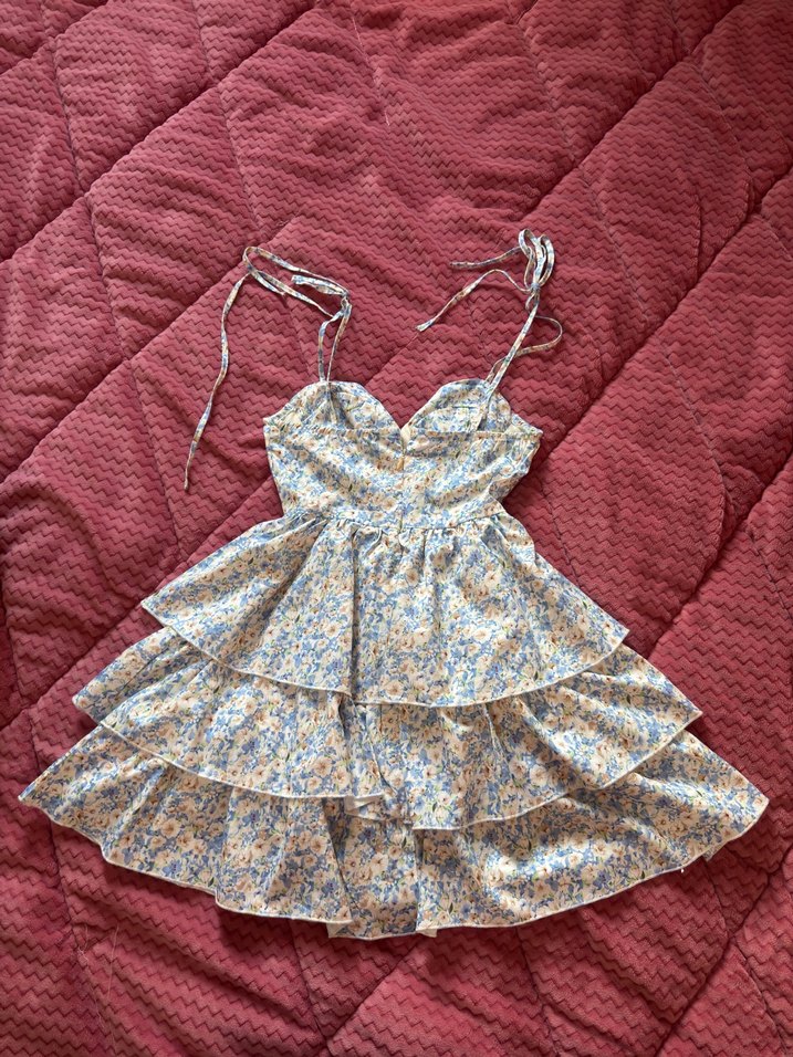 Shein İp Askılı, Fırfırlı Midi Elbise - Görsel 4