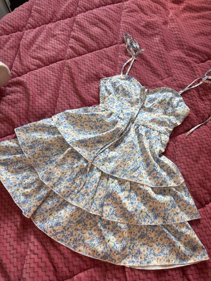 Shein İp Askılı, Fırfırlı Midi Elbise - Görsel 3