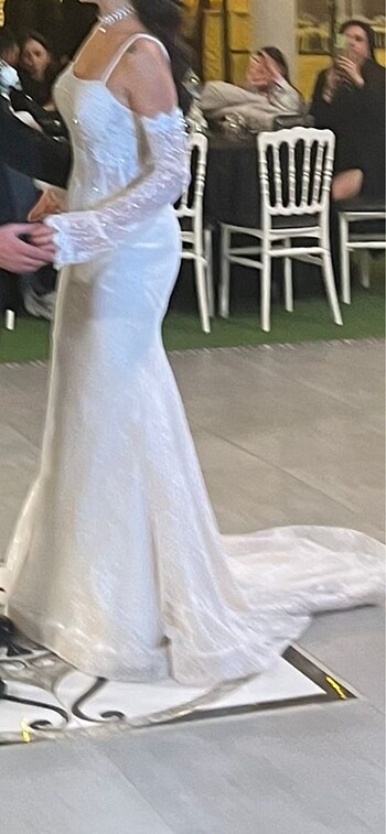 BALIK GELİNLİK FRANSIZ DANTELLİ KUYRUKLU - Görsel 7