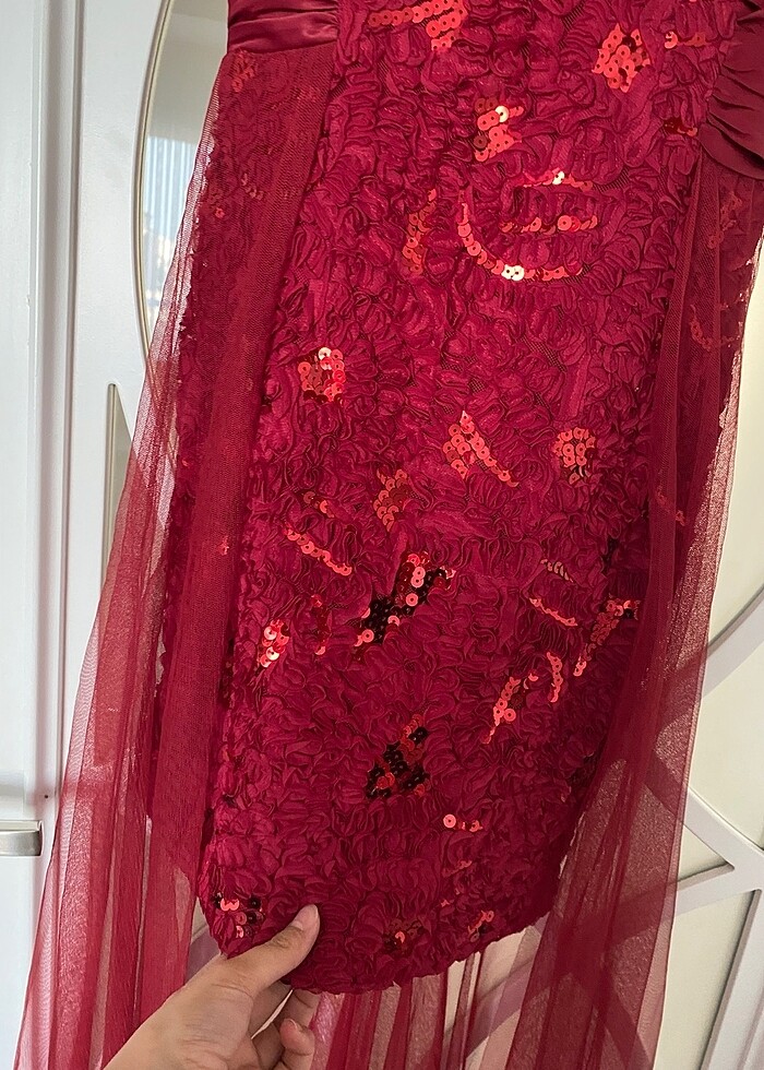 Kırmızı payetli elbise - Görsel 3