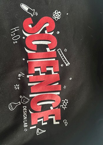 Siyah Kapüşonlu Bilim Temalı Sweatshirt - Görsel 2