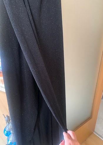 Koton Siyah Drapeli Uzun V Yakalı Kadın Elbise - Görsel 6