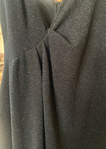 Koton Siyah Drapeli Uzun V Yakalı Kadın Elbise - Görsel 7