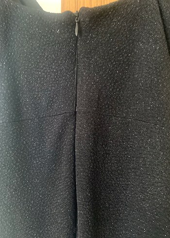 Koton Siyah Drapeli Uzun V Yakalı Kadın Elbise - Görsel 5