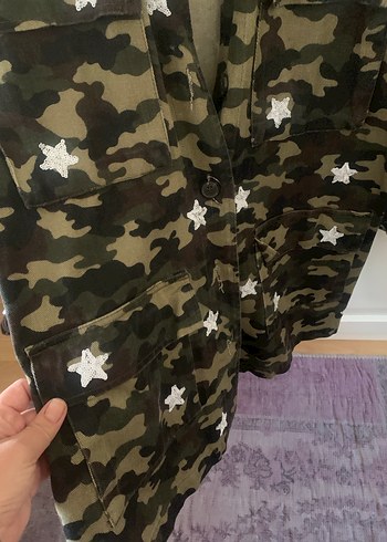 Twist Düğmeli Kamuflaj Desenli Kadın Ceket - Görsel 5