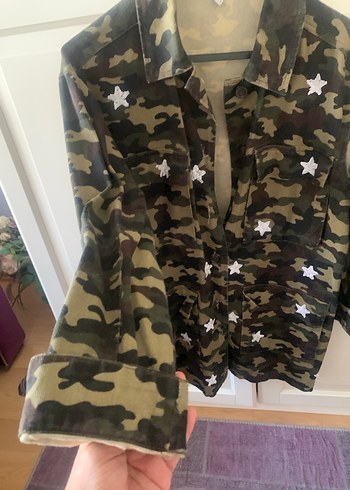 Twist Düğmeli Kamuflaj Desenli Kadın Ceket - Görsel 6