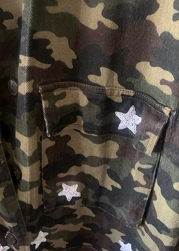 Twist Düğmeli Kamuflaj Desenli Kadın Ceket - Görsel 3