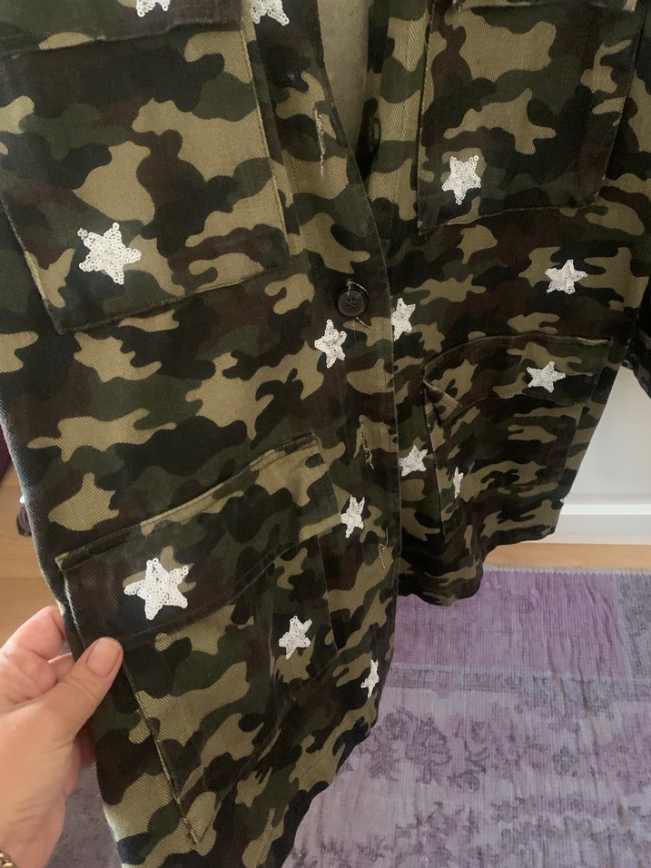 Twist Düğmeli Kamuflaj Desenli Kadın Ceket - Görsel 5