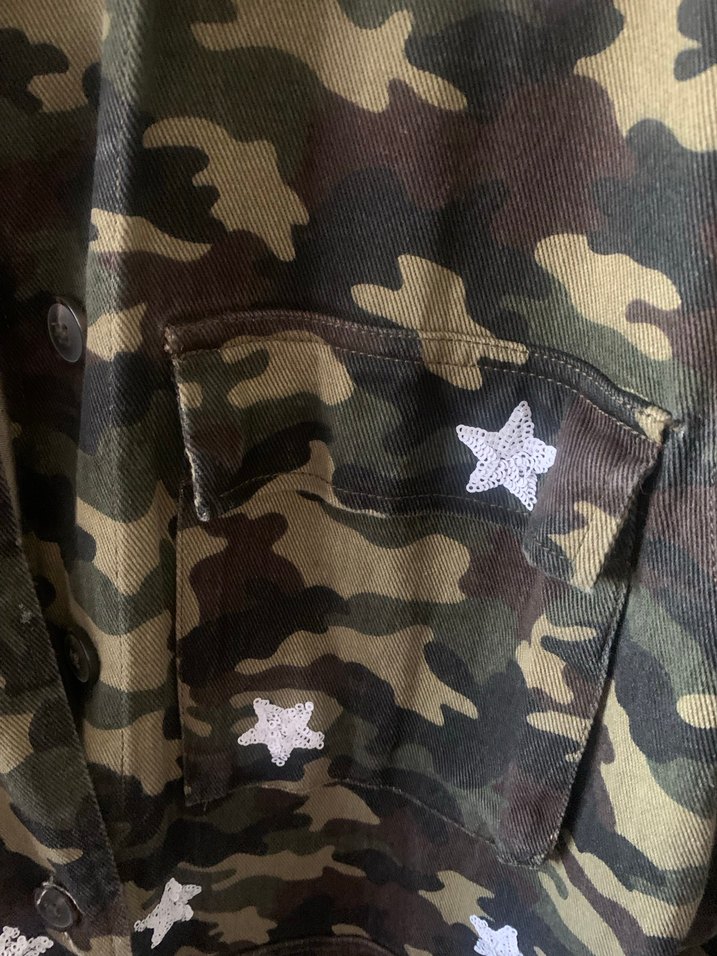 Twist Düğmeli Kamuflaj Desenli Kadın Ceket - Görsel 3