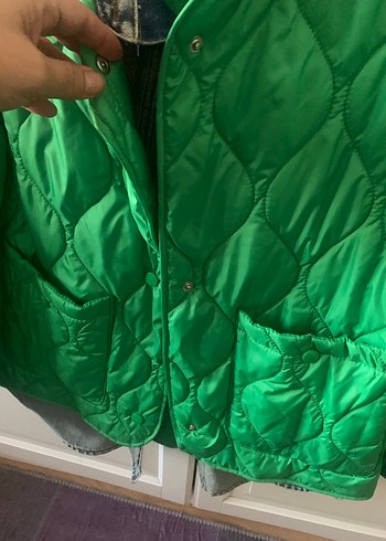 Robin Düğmeli Yeşil Kadın Ceket - Görsel 2