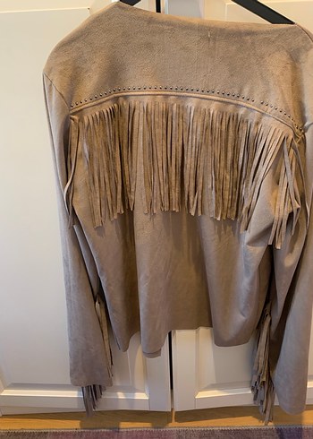 Bej Püsküllü Süet Kadın Ceket - Görsel 4