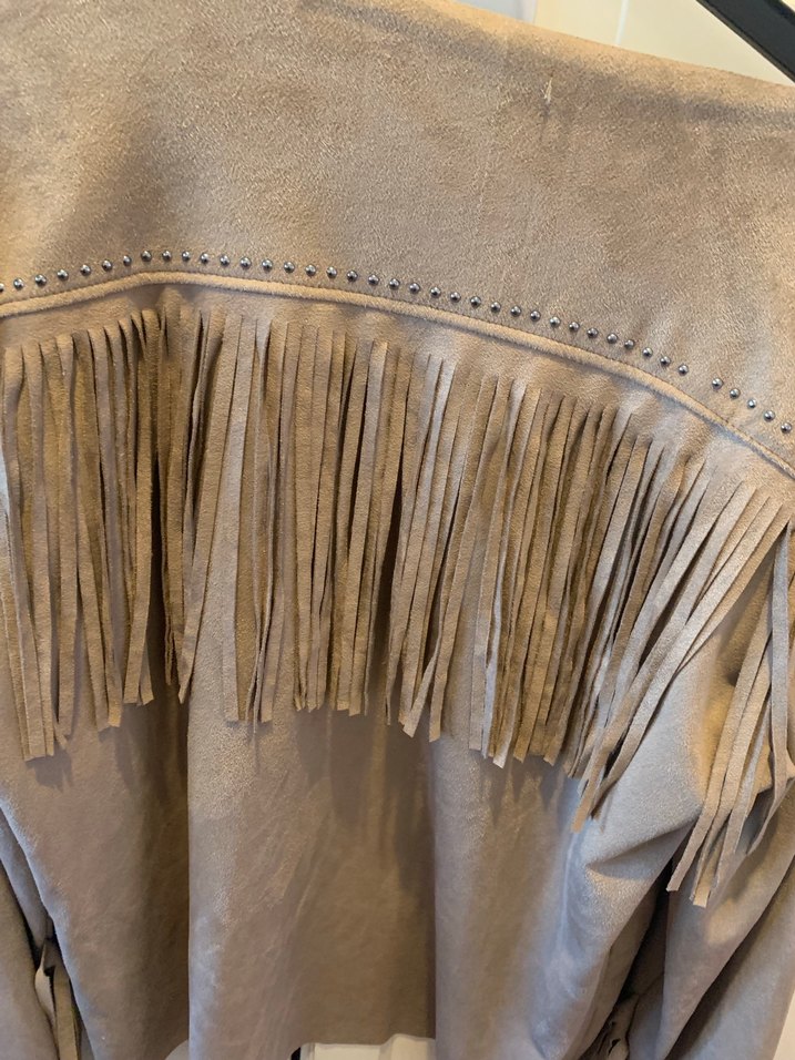 Bej Püsküllü Süet Kadın Ceket - Görsel 3