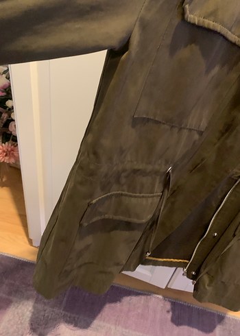 Koton Kadın Haki Kamuflaj Düğmeli Midi Ceket - Görsel 5