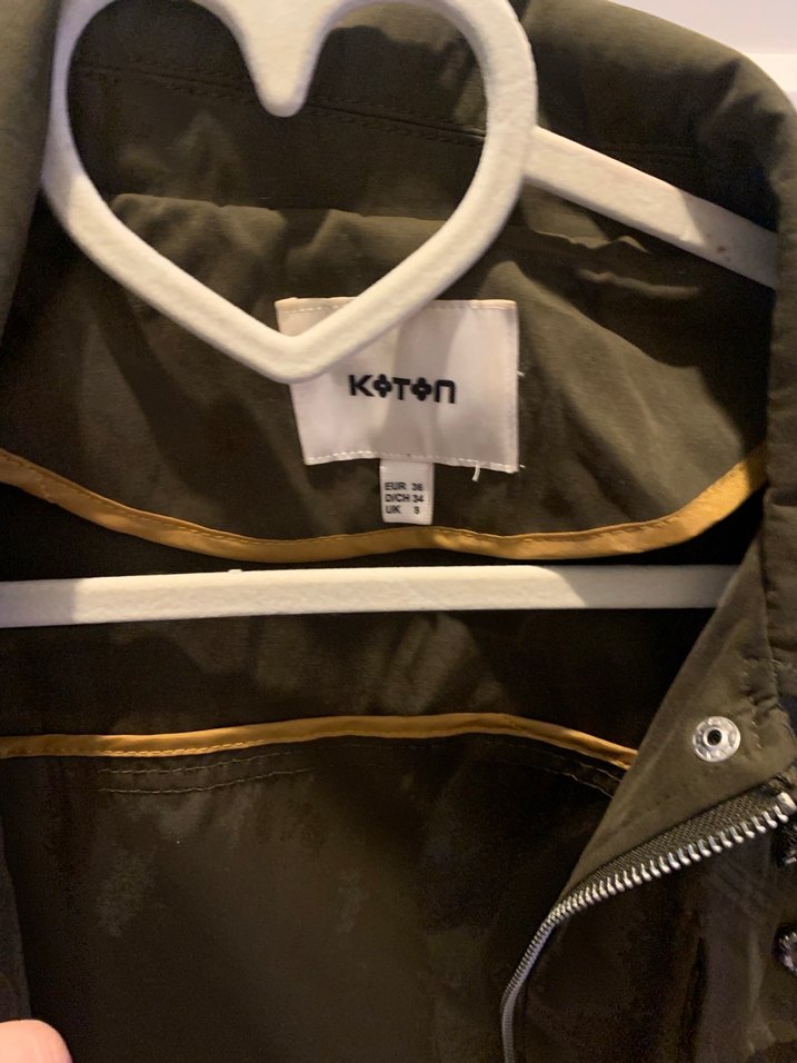 Koton Kadın Haki Kamuflaj Düğmeli Midi Ceket - Görsel 3