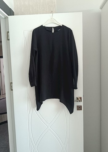 LC Waikiki Diger Siyah Uzun Kollu Keten Tunik