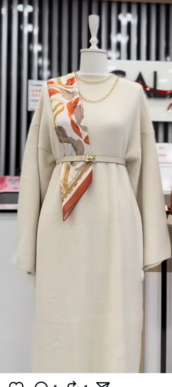 Bordo Nakışlı Kemerli Uzun Elbise - Görsel 2