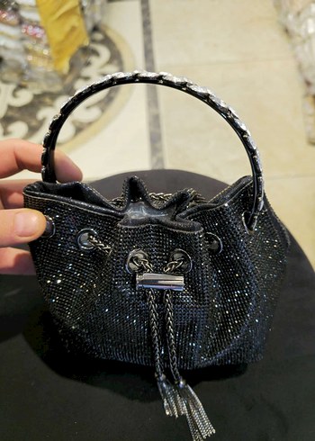 Zara Payetli İşlemeli Bohem Gri Kadın Clutch Çanta